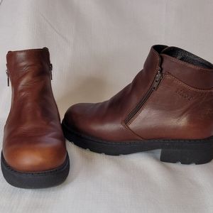 Naot Lynx Brown Leather Double Zippered Boots, size 38